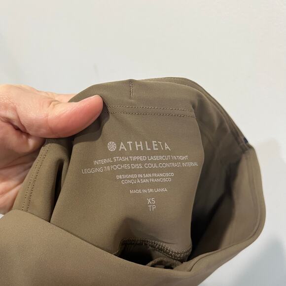 Athleta Interval Stash Laser Cut 7/8 Tights XS Tan Sculpt High Rise Leggings - Picture 9 of 9